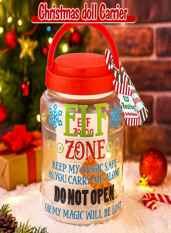 ForraFun Christmas Elves Carrier Set Plastic Jar with Christmas Handle Tags Funny Xmas Card Letter Label Elves Container with Lids Handle Adventures Transport Gift for Xmas Holiday Travel Kit Decor - Image 4